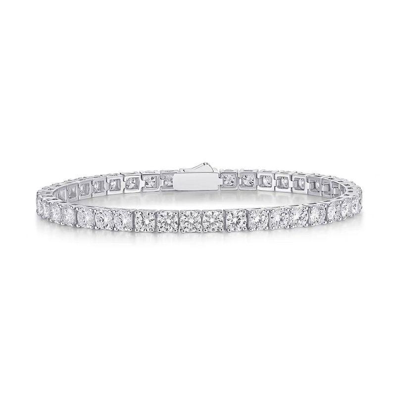High-Quality New Full-Diamond Sterling Silver Platinum-Plated Moissanite Bracelet, Feminine, Light and Luxurious Bracelet, Thoughtful Birthday Gift