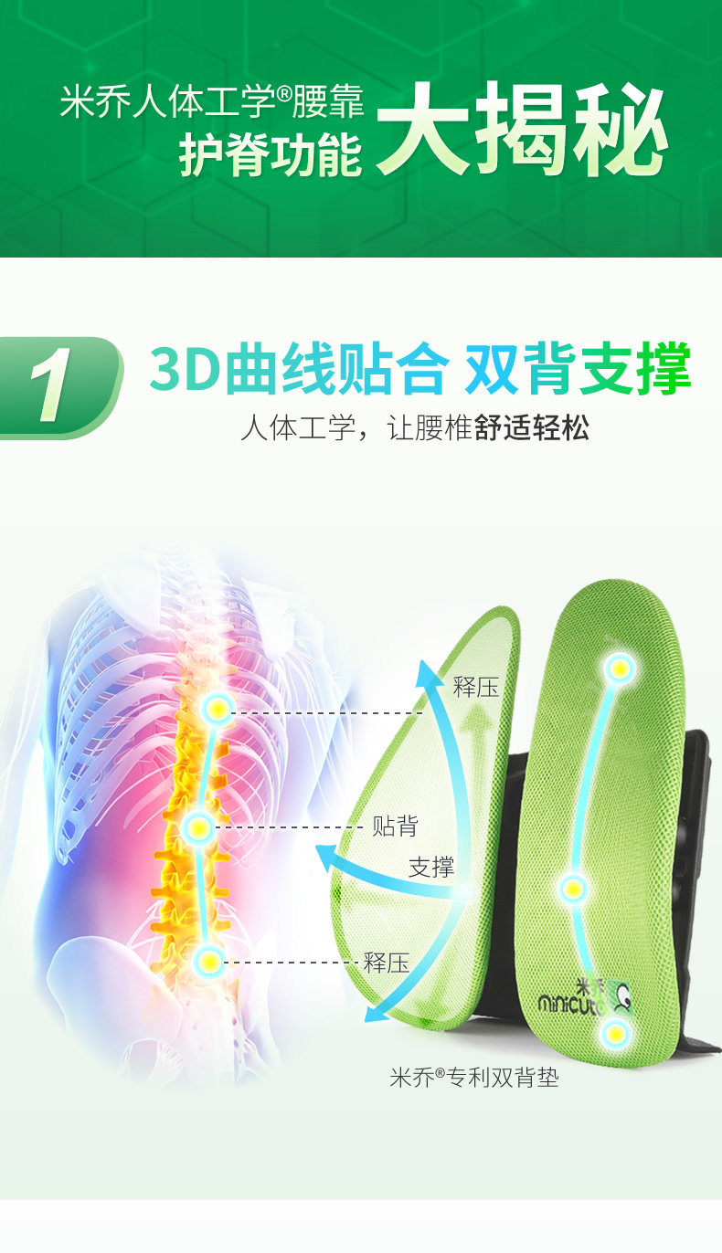 米乔 人体工学腰垫 国家专利3D护腰科技 图11