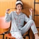 Đồ ngủ mùa xuân và mùa thu của phụ nữ dài tay áo len cotton nút áo kích thước lớn phụ nữ lỏng lẻo dịch vụ nhà có thể mặc bên ngoài phù hợp pijama đôi