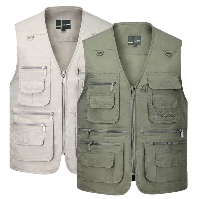 Summer Vest for Middle-Aged and Elderly Men, Large Size, Multi-Pocket, Outdoor Fishing Vest, Thin, Quick-Drying, Photography Vest, for Dad