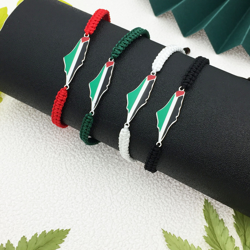 European and American Cross-Border Amazon Best-Selling Save Palestine Epoxy Stainless Steel Non-Fading Map Multi-Color Bracelet