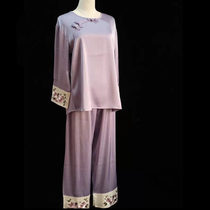 Antique Chinese Style Embroidered Silk Pajamas Set Embroidered Female Suzhou Embroidery Plate Buckle Acetate Silk Chinese Style Homewear