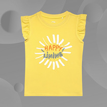 Li Ning Children's Wear Sleeveless T-shirt Female Children's Summer Crewneck Cute Cotton Loose Short Sleeve T-shirt YHSQ082