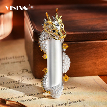 VISING jewelry natural Burmese water foam jade quartz jade ice species Panlongzhu Wushi Brand Year of the Dragon pendant necklace