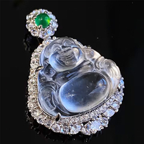 VISING jewelry natural water foam jade Burmese quartzite jade Buddha pendant necklace S925 silver