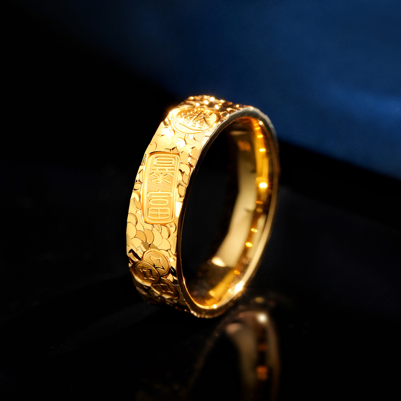 Vising'Good Words' Golden Crushed Ice Ring S925 Silver Gold Plated Vising'Good Words' Golden Crushed Ice Ring S925 Silver Gold Plated