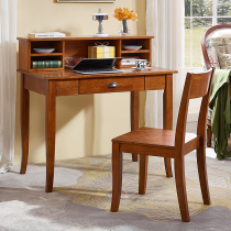 Full solid wood desk 0 8 meters 1 meter 1 2 meters computer desk American desk bookshelf combination Chinese office writing desk