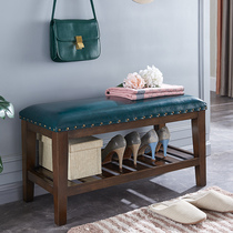 American country shoe stool Solid wood simple shoe rack Bed tail stool Entrance shoe stool Sofa stool low stool door shoe cabinet