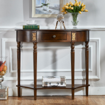 American entrance table Solid wood semicircular entrance cabinet Simple foyer partition decorative cabinet Corridor end view table wall cabinet