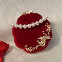 Hand red velvet mouth gold banquet bag bag bag bag bag girl bride Xiuhe retro bag bag bag