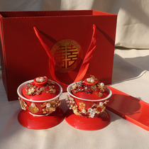 Evening original Little Red Book Handmade Wedding cup tea set Tea Bowl set change Cup gift box delivery tray
