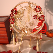 Chinese fan married bride Xiuhe clothing fan married diy material package ancient style double lap Han clothing fan finished product