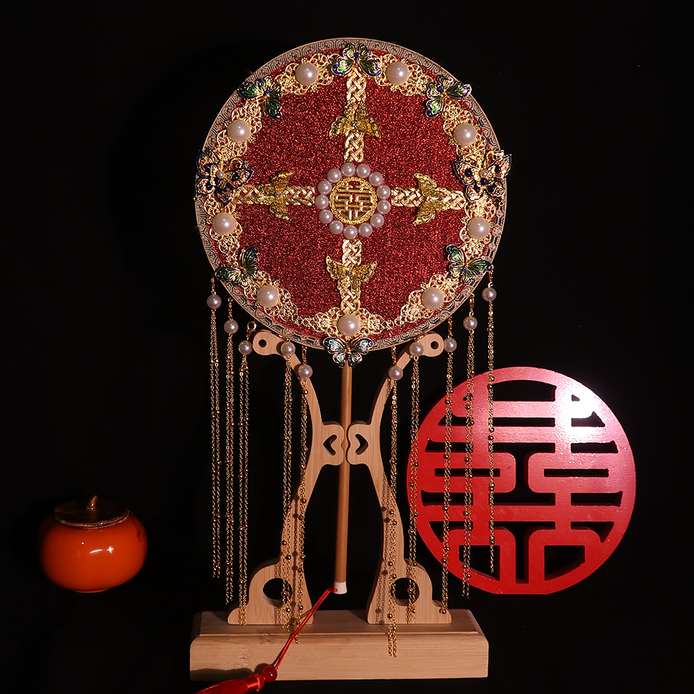 Ancient Festival Wedding Ceremony fan bride fan finished Xiuhe fan grafted hands - on diy material bag