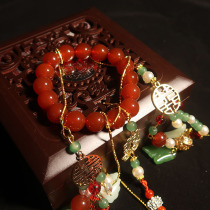 Evening original agate bracelet ancient style Hanfu wedding Xiuhe wrist flower