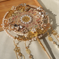 Chinese wedding champagne fan fan wedding bride jitsu little red book DIY hand-made ancient style Xiuhe fan