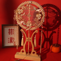 Married bride fan fan fan double lap finished product Chinese wedding gold Xiuhe fan handmade fan diy material package