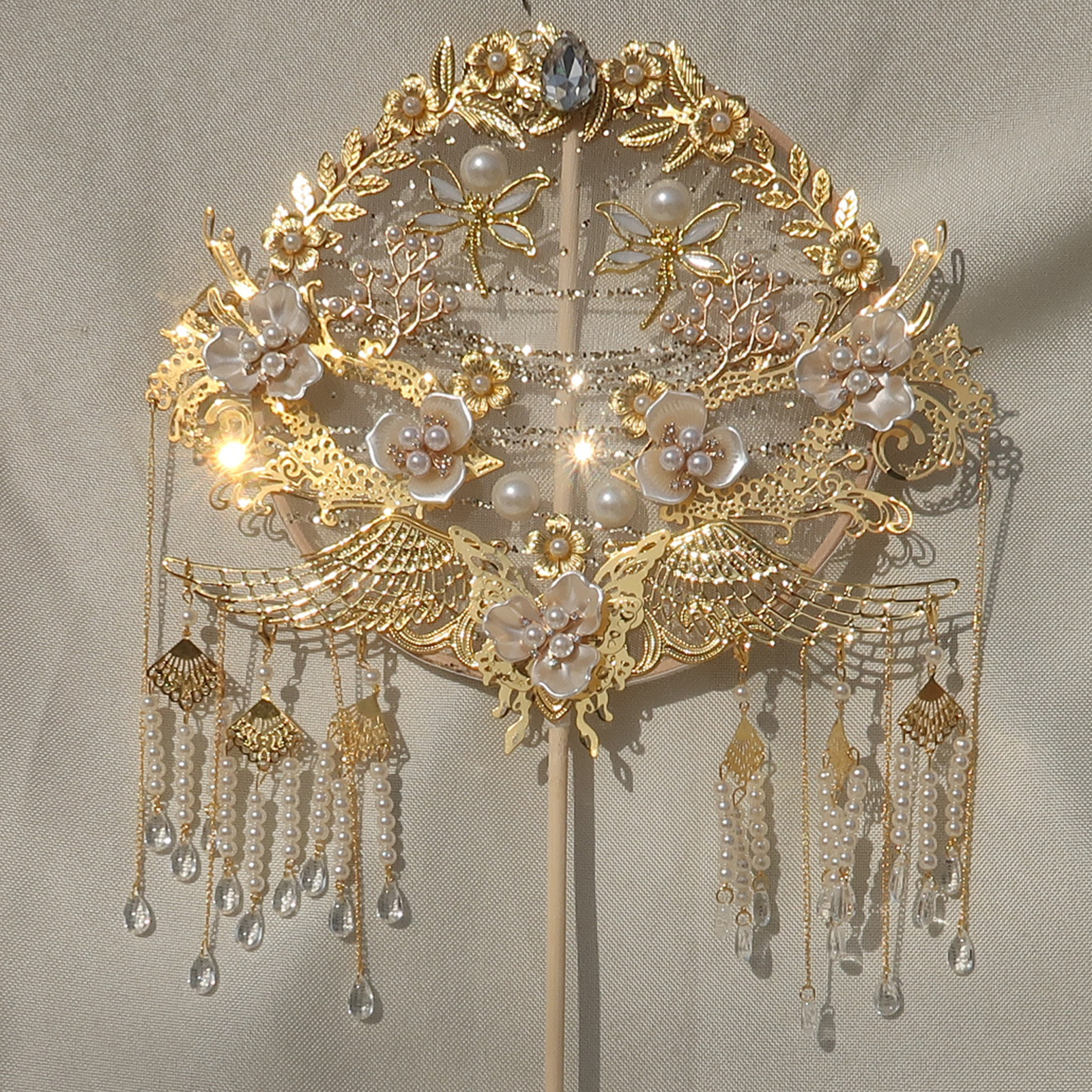 Original long handle flow of fan fan fan clothing accessories stamping and transparent fan finished fan fan