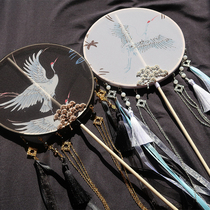 Original long handle Group fan ancient style Han suit tassel gilding performance dance Palace fan shooting props manual broken cloud fan