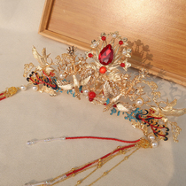 Hanfu accessories ancient wind headwear Splendid Hair Crown Hairpin Wedding Bride and Bride Hair and Bride Hair Accessories to the Shaking Bright and Fengguan