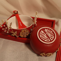 Little red book with pure handmade wedding tea bowl set changed mouth tea bowl festive red pair of bowl to bowl