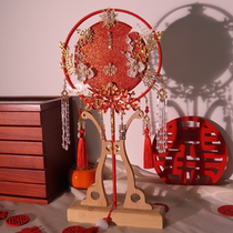 Red Cluster fan marriage bride diy material package Chinese wedding double-lap hand fan finished high-end Xiu fan
