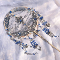 Wanyin original heavy industry long handle Group fan tassel Handmade ancient style super fairy Hanfu fan photo photography props