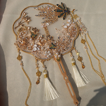High color fan gold Xiuhe fan DIY material package Han clothing fan Chinese fan marriage bride high end