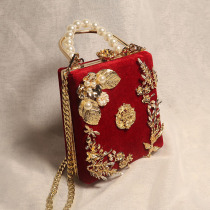 Late Yin original pure handmade mouth gold Xiuhe wedding bag Bride wedding womens bag Chinese wedding banquet bride Hand bag