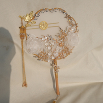 Chinese Wedding Fan Champagne Diy Material Bag Show and Wedding Fan Gufeng Wedding Hands for Fancy Bride Group Fan