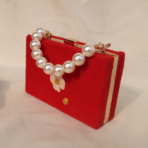 Late chanting original embroidery small flower opening gold bag State wind New Chinese New Year Han clothes Oblique Cross Bag Bridal Show and Qipao Red Wedding Bag