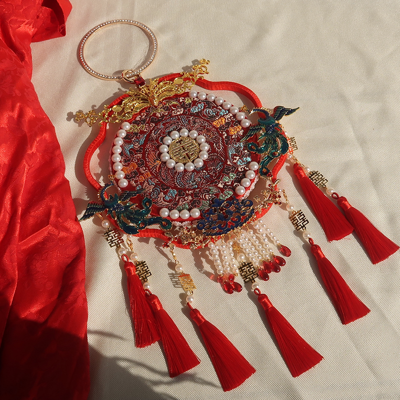 Netred Chinese Retroit Circular Handle Bride Handheld Flower Show Fan Fan Friends Wedding Gift Pack