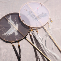 Evening original welfare style leakage cabbage Group fan long handle ancient style Han suit tassel gilding performance Palace fan