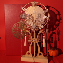 Double-sided fan bride fan fan wedding Xiuhe clothing Chinese married with flower palette handmade fan gift box