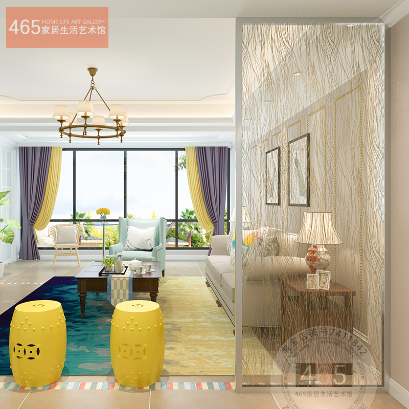Art glass partition Guangdong factory direct home hotel screen porch golden line sandwich glass