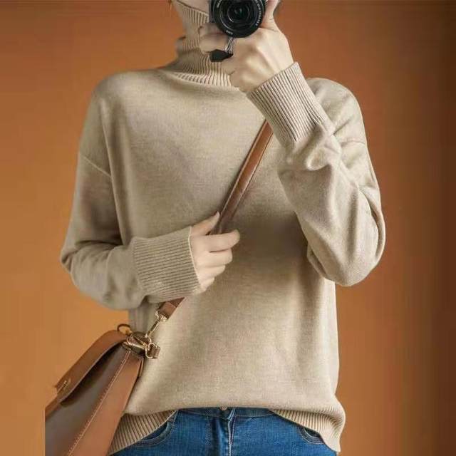 ພິເສດ Clearance Turtleneck Cashmere Sweater Women's Thickened Pullover Sweater Loose Lazy Style Fashion Bottoming Knitted Wool Sweater