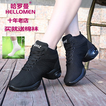 Harrowman spring and summer double mesh dance shoes High-top square dance shoes womens dance shoes womens soft-soled sailor dance shoes