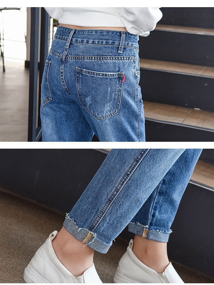 Quần jean nữ mùa xuân 2018 mới và quần lửng nữ 9 điểm hạ eo cao Phiên bản Hàn Quốc của quần ống suông nữ mỏng mùa hè - Quần jean quần jean nữ ống rộng