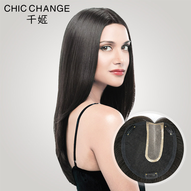 千姬真人发丝补发片头顶女长直发真发假发片手织无痕补发块增发量