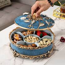 European high-grade fruit plate creative living room dried fruit plate tea table household grid with lid snack plate simple candy plate