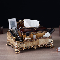 Multifunctional living room tissue box remote control storage box creative European drawing box dining table tea table paper box decoration