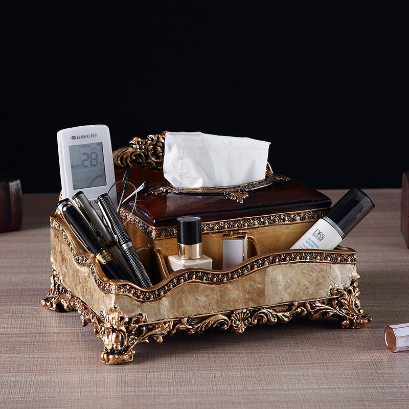 Multifunctional living room paper towel box remote control containing box Creative European-style sanitary paper box table tea table Extraction Hygienic Paper Box Pendulum