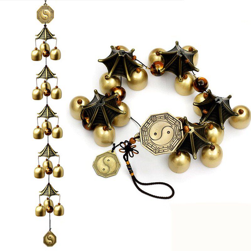 gossip pure copper bell feng shui wind chime hanging door decoration multi-layer multiple bells can be customized