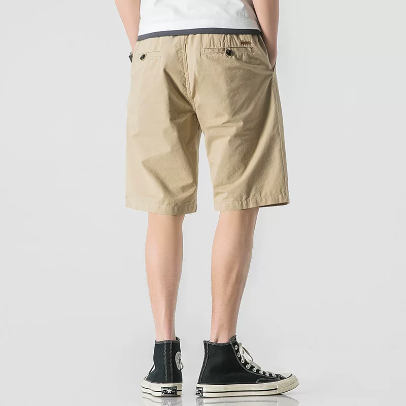Orange solid cotton shorts, sports trousers, drawstring, oversize