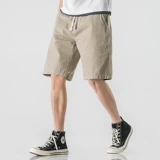 Оранжевые однотонные хлопковые шорты, спортивные штаны для отдыха, на шнурках, оверсайз