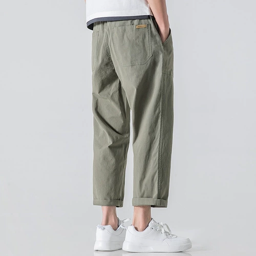 Хлопковые штаны, свободный прямой крой, большой размер