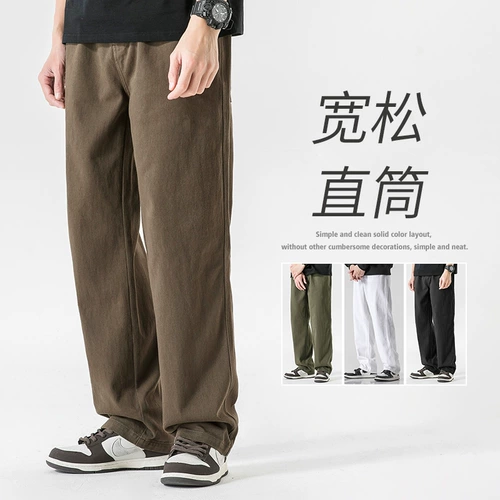 Летние повседневные брюки, белые штаны, в американском стиле, оверсайз, свободный прямой крой