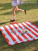 Chill Vibes Red White Blue Striped Picnic Mat Outdoor Moisture Protection Portable Camping Spring Holiday Seaside Lawn