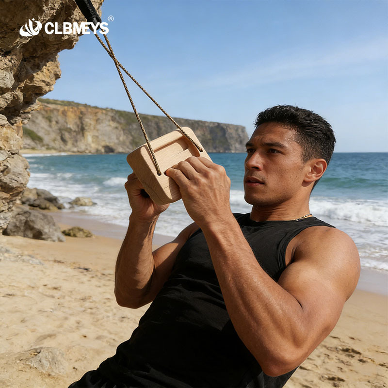 Clbmeys Indoor Rock Climbing Finger Strength Board, No-Drill Portable Training Mini Finger Grip Strength Trainer