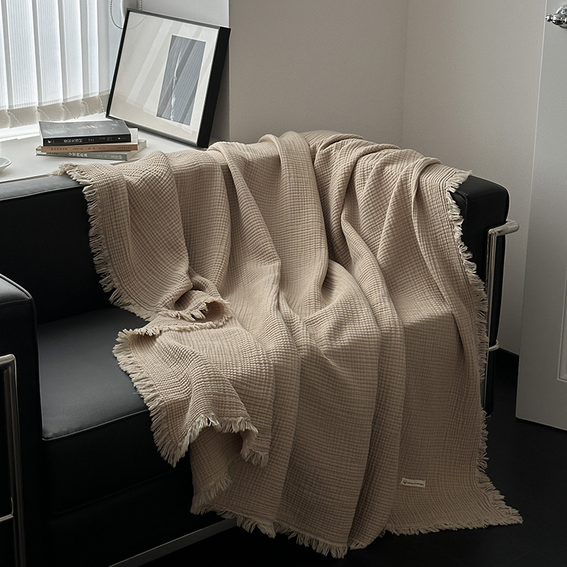 Chinese-Style Plain Cotton Gauze Throw Blanket Sofa Cover Nap Blanket Soft Breathable Summer Quilt Car Blanket Thin Blanket for Camping