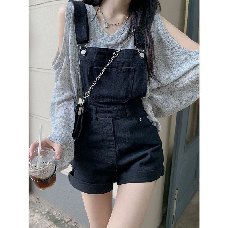 Milk-Colored Suspender Shorts Set for Women, Summer 2026 New Design, Niche, Petite, Retro Hong Kong Style Jeans